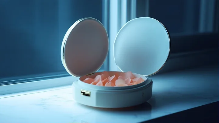 comeback teaser, close-up of the open pearl-white music box on a moonlit windowsill, peach petals inside, no person. moonlight and first light meeting. still life, cinematic