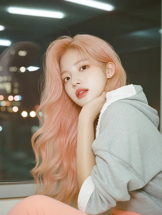medium shot, alone in a practice room late at night, sitting on the floor against the mirror, catching her breath, a towel around her neck. a Korean woman aged 23 with a soft oval 